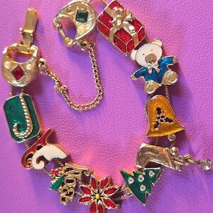 Festive Charm Slide Bracelet - Gold, Red, Green, Blue